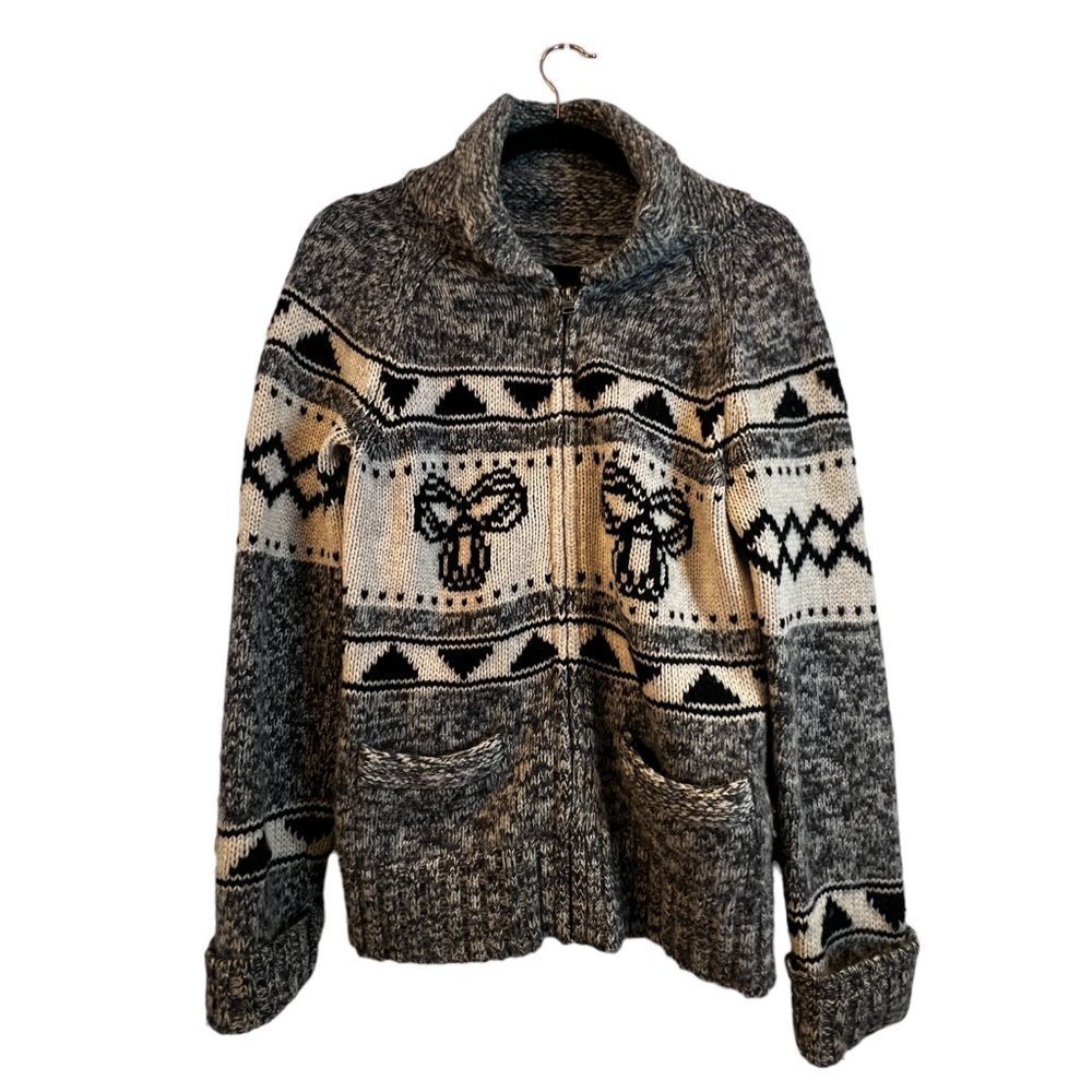 Aritzia TNA Sea to Sky Cowichan Knit Wool Zip Up Sweater